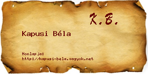 Kapusi Béla névjegykártya