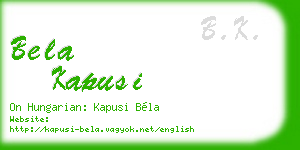 bela kapusi business card